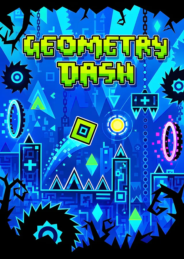Geometry Dash - Mavi Labirent metal tablo