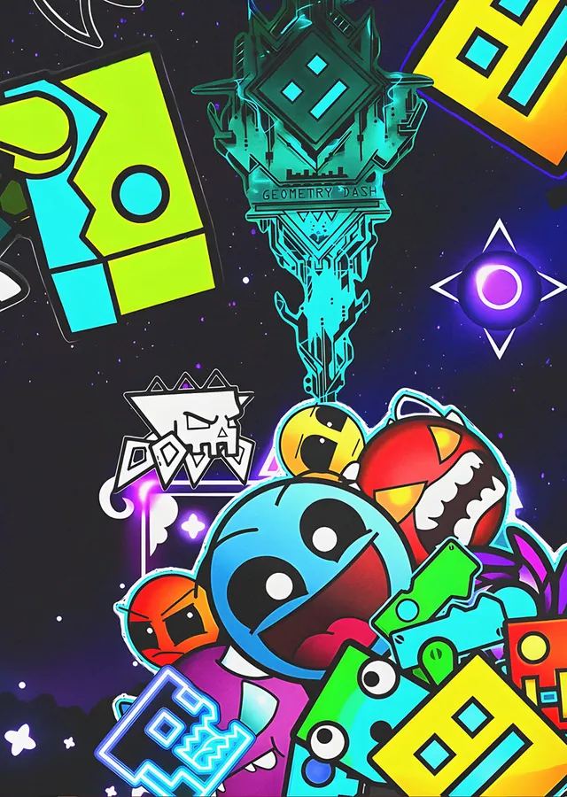 Geometry Dash - Renkli Karakterler metal tablo