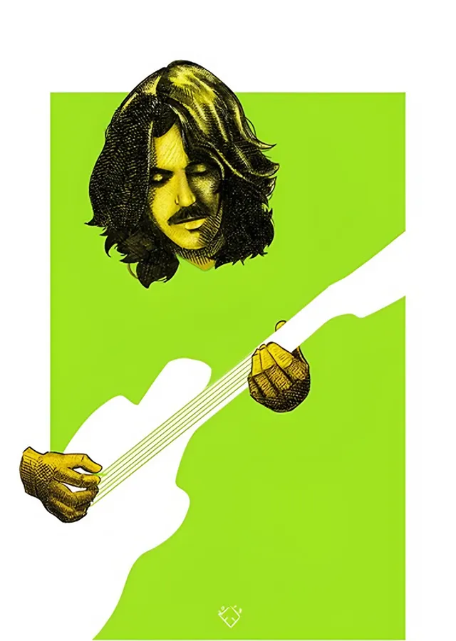 George Harrison - Neon Yeşil Grafik metal tablo