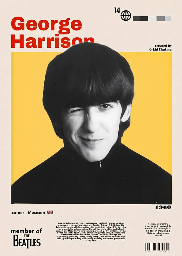 George Harrison - Sarı Zeminli Künye metal tablo