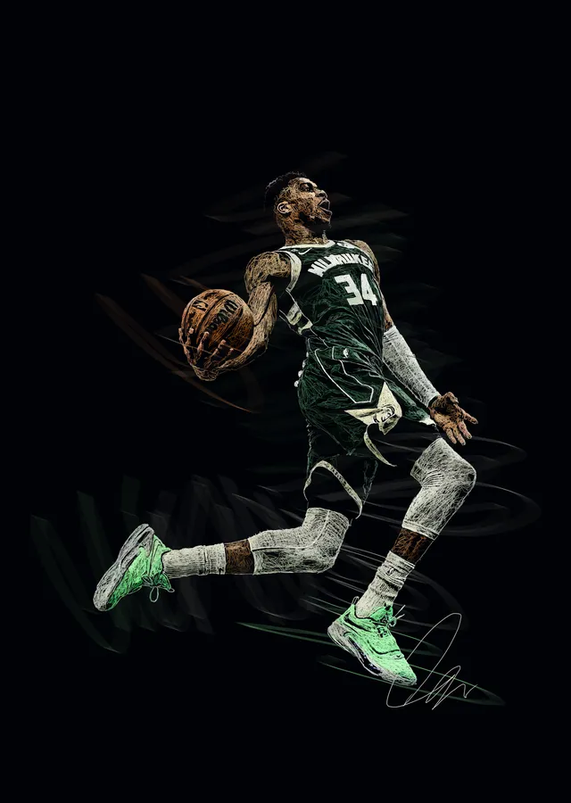 Giannis Antetokounmpo: Karalama Smaç metal tablo