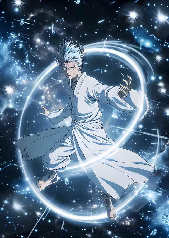 Jujutsu Kaisen - Beyaz Kimono ve Işık Halkası metal tablo
