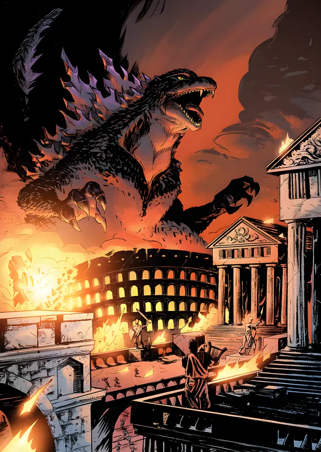 Godzilla - Roma'nın Yıkımı metal tablo