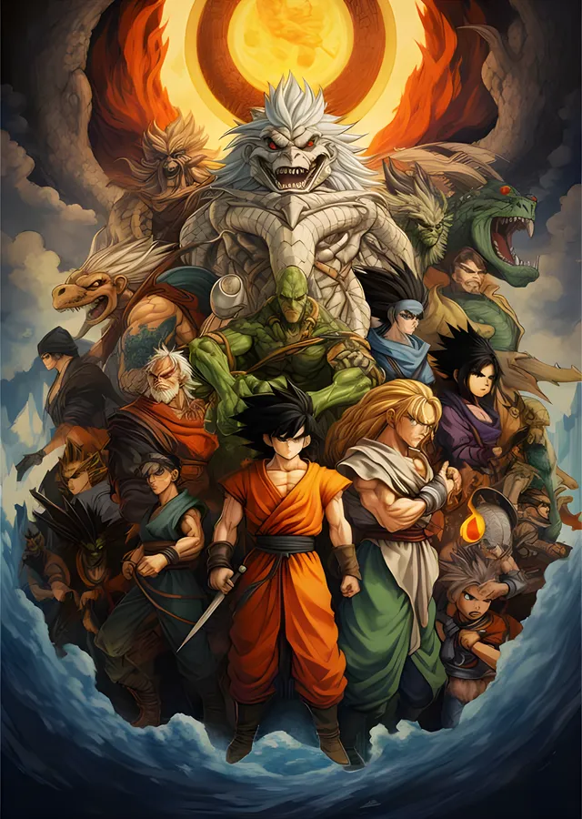 Dragon Ball - Oozaru ve Karakter Kolajı metal tablo