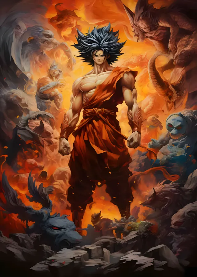 Goku - Ejderha ve Yaratıkların Kuşatması metal tablo