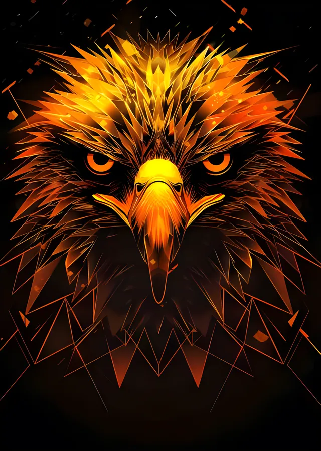 Altın Kartal Başı - Geometrik Ateş Deseni metal tablo