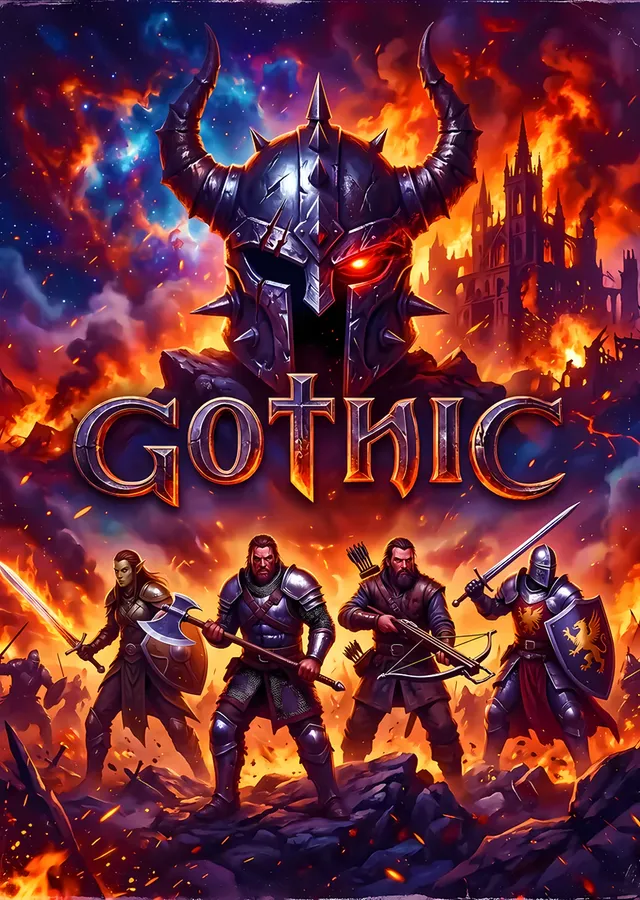 Gothic: Yanan Kalede Boynuzlu Miğfer metal tablo