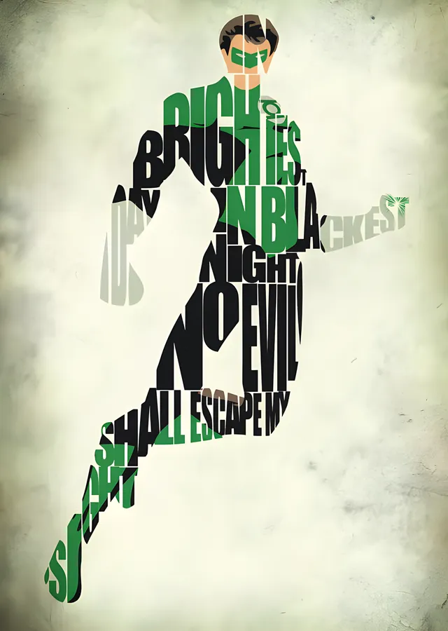 Green Lantern - Tipografi metal tablo