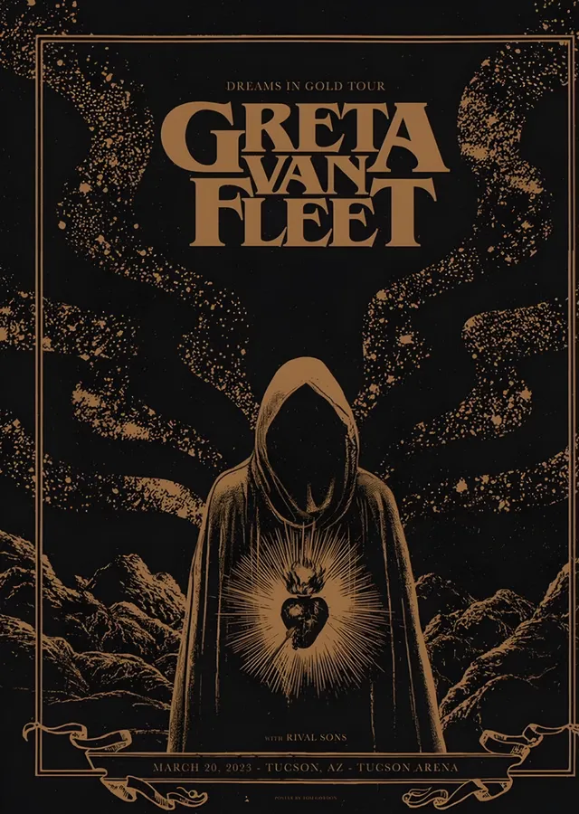 Greta Van Fleet - Dreams in Gold metal tablo