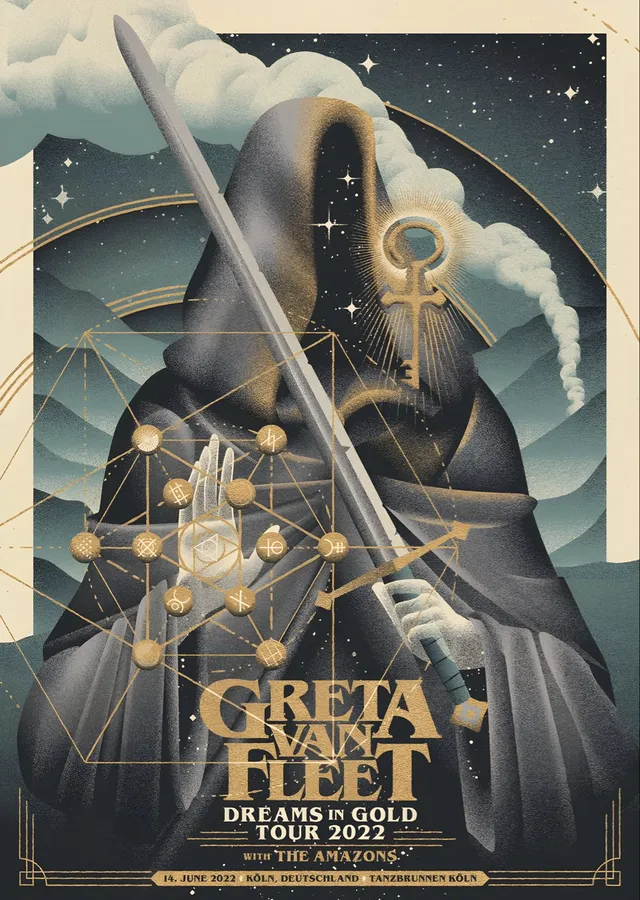 Greta Van Fleet - Dreams in Gold Tour 2022 metal tablo