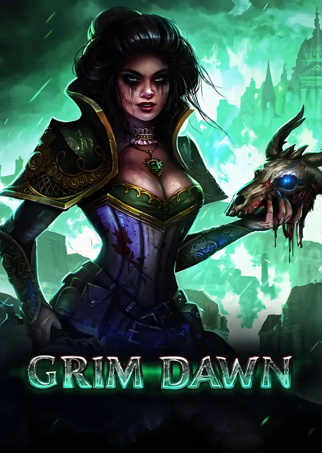 Grim Dawn: Yeşil Işıkta Büyücü Kadın metal tablo