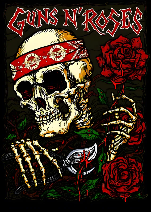 Guns N' Roses - Bandanalı Kurukafa metal tablo