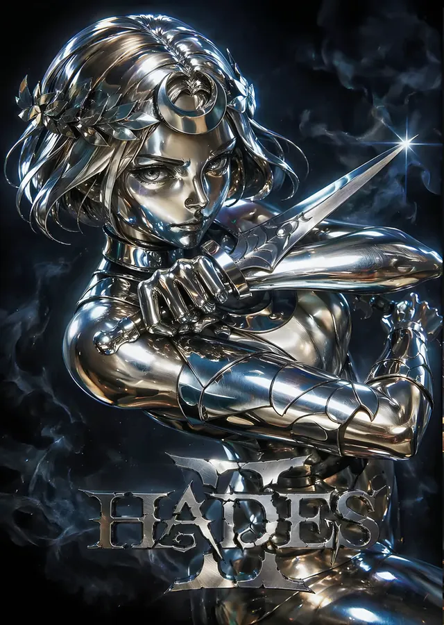 Hades II Gümüş Zırh metal tablo