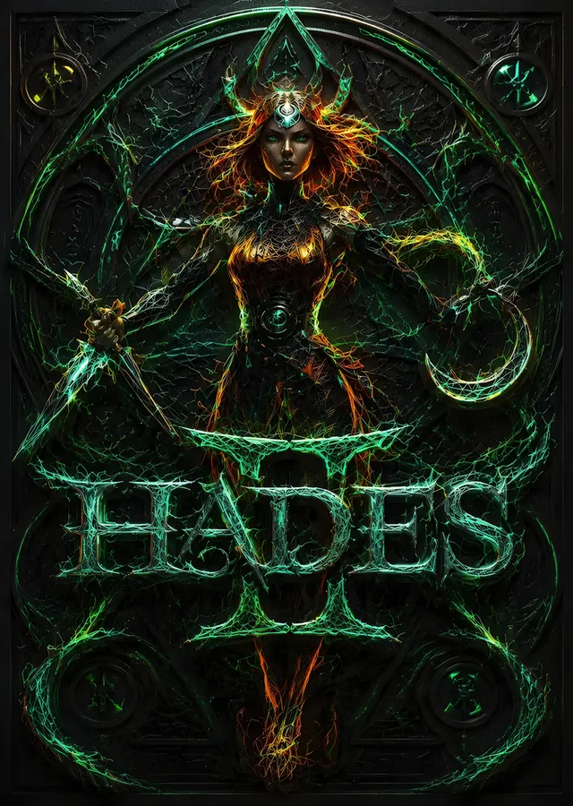 Hades II Yeşil Büyü metal tablo