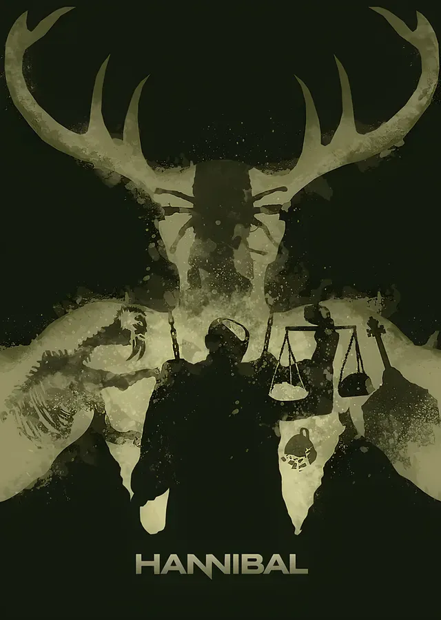 Hannibal Geyik Boynuzları metal tablo