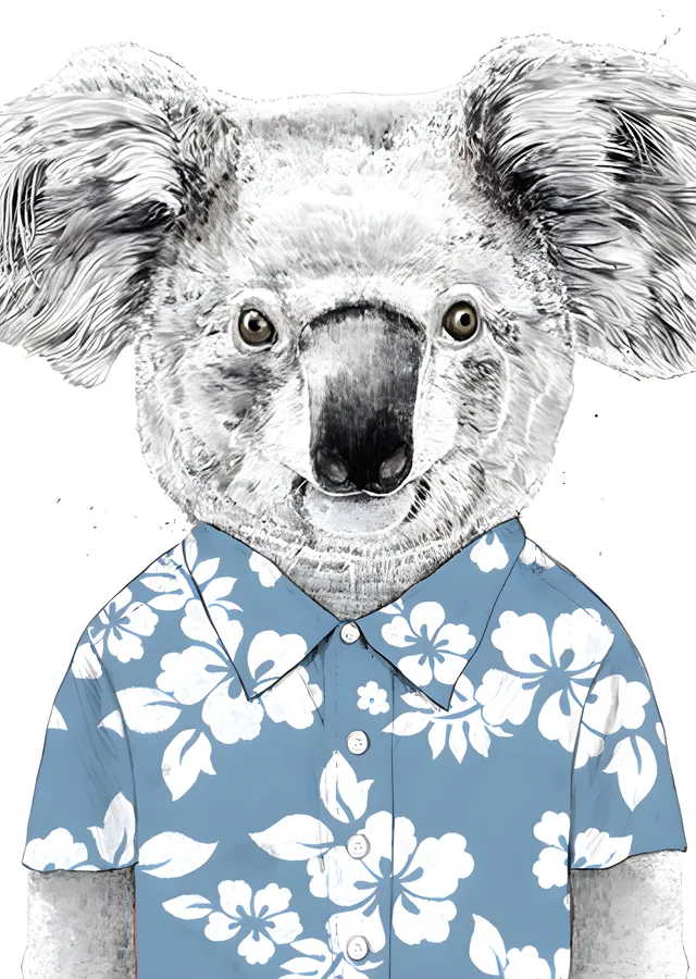 Hawaii Gömlekli Koala metal tablo