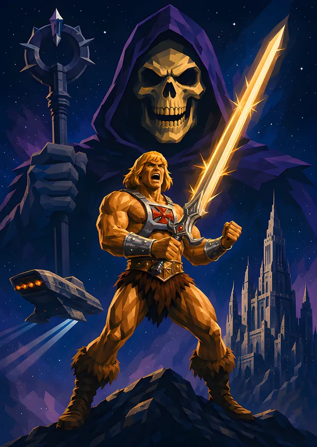 He-Man ve Skeletor metal tablo