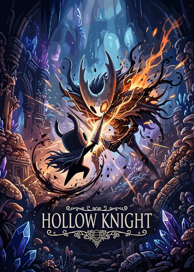 Hollow Knight: Kristal Mağarada Alevli İğne metal tablo