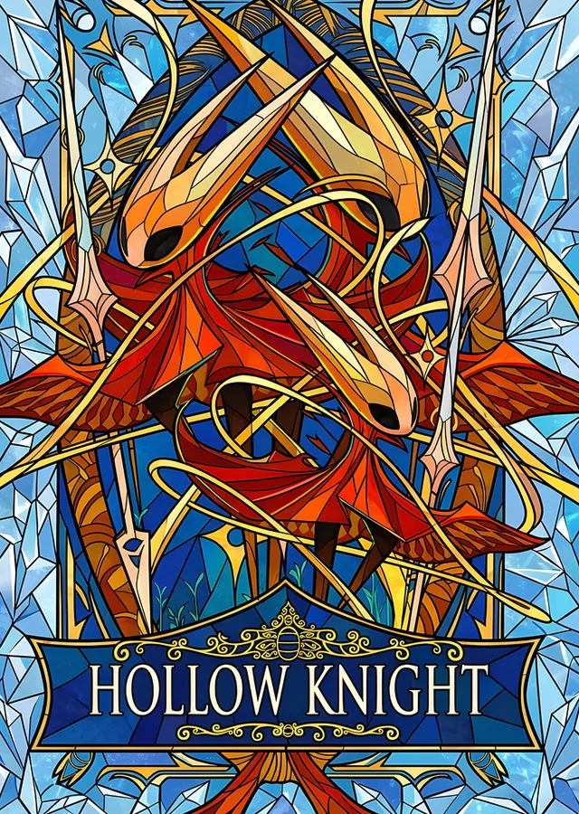 Hollow Knight: Turuncu Vitrayda Maske metal tablo