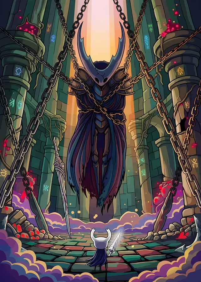 Hollow Knight: Zincirlenmiş Muhafız metal tablo