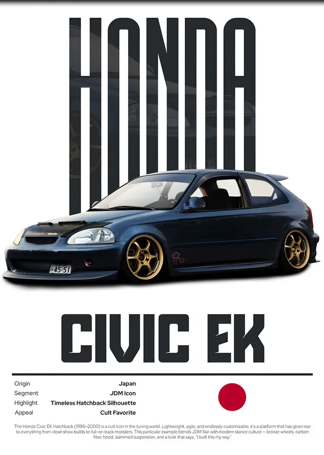 Honda Civic EK Künye metal tablo