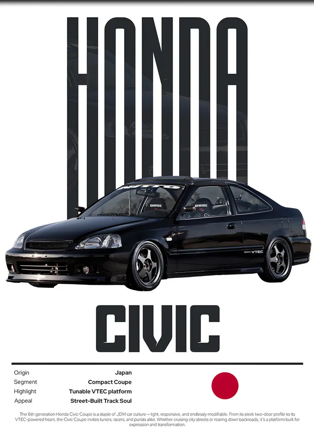 Honda Civic Siyah Künye metal tablo