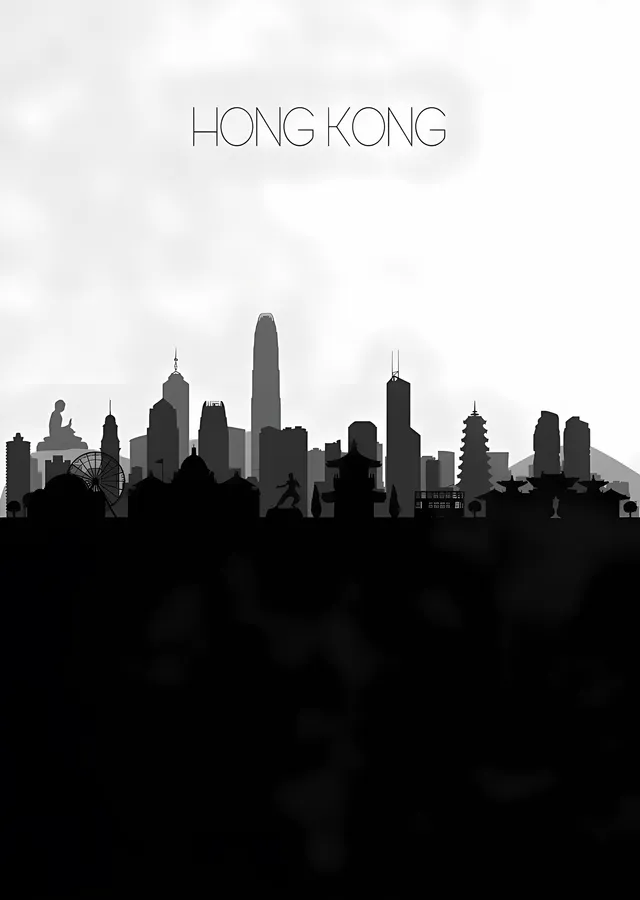 Hong Kong Silueti metal tablo