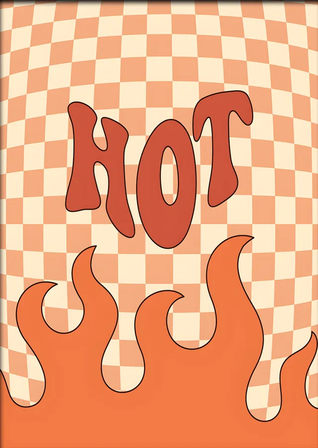 Hot Alev ve Dama Deseni metal tablo
