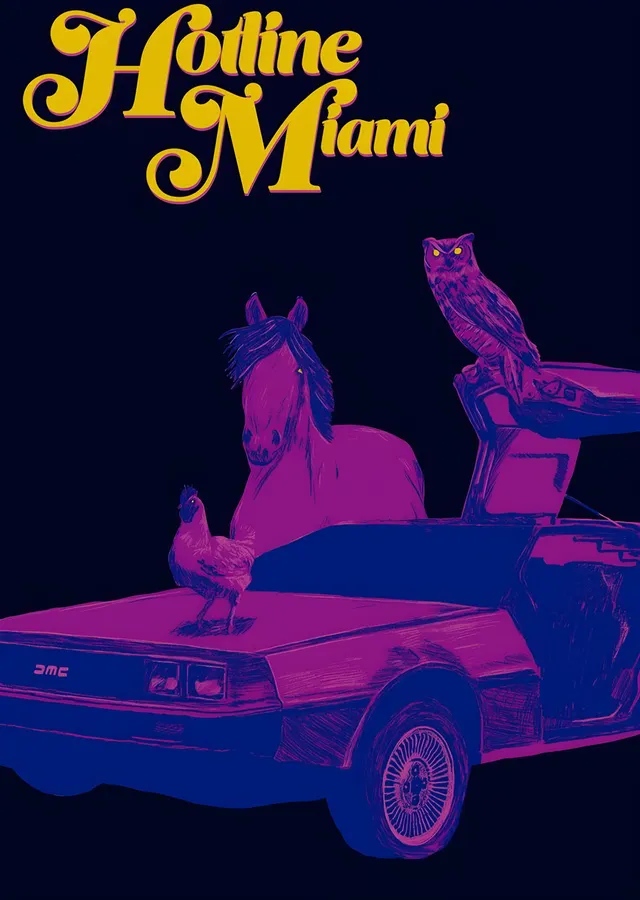 Hotline Miami - DeLorean metal tablo