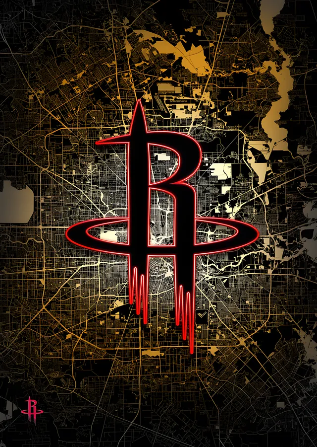 Houston Rockets - Şehir Haritası metal tablo