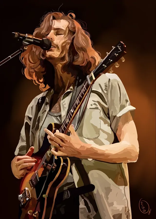Hozier - Sahnede Gitar İllüstrasyonu metal tablo