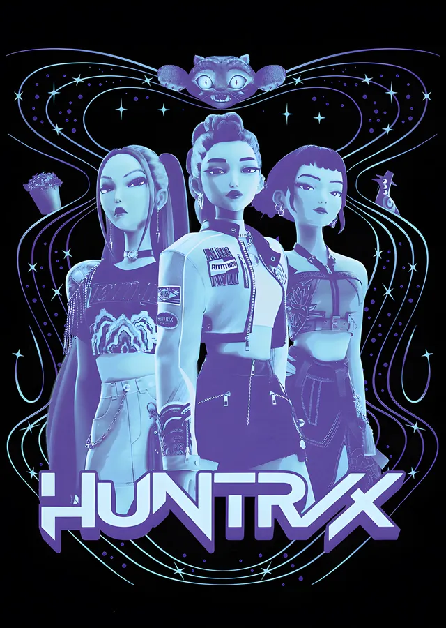 Huntrix - Mavi Işık metal tablo