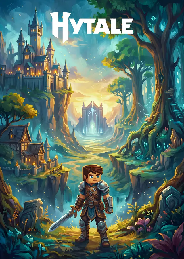 Hytale: Ormandaki Kaleye Giden Yol metal tablo