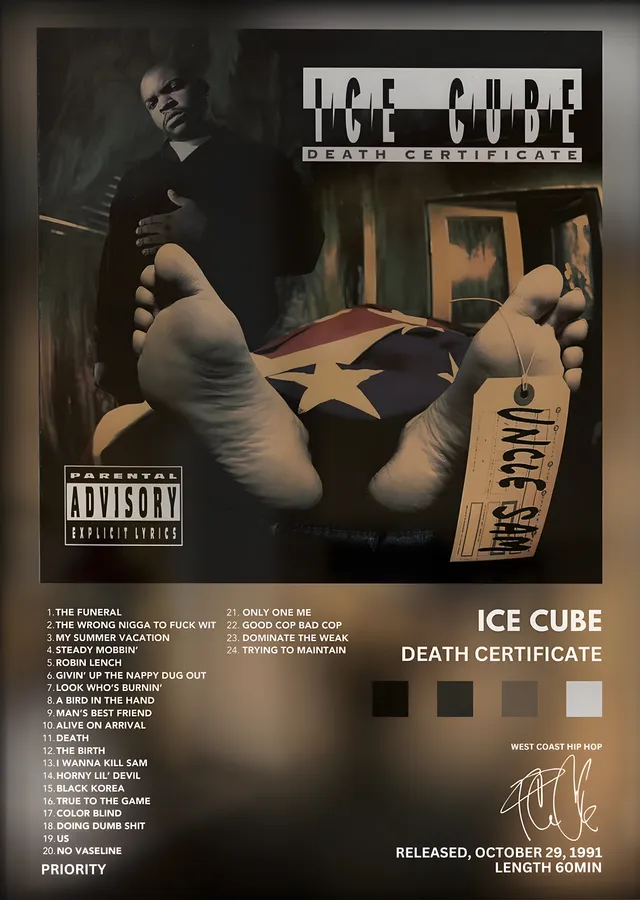 Ice Cube: Death Certificate metal tablo