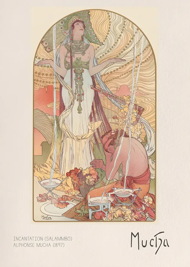 Incantation Salammbô - Alphonse Mucha metal tablo