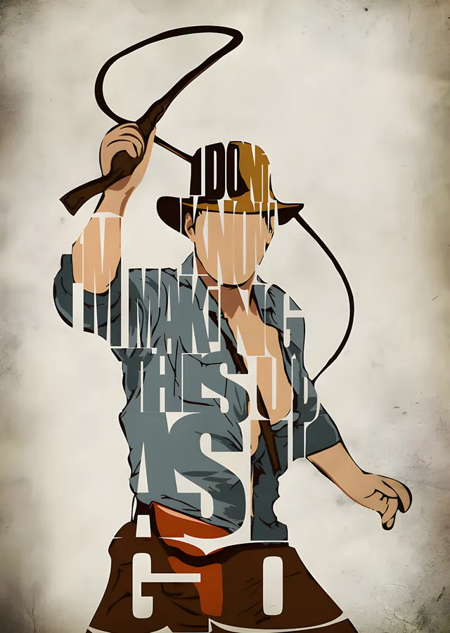 Indiana Jones - Tipografi Portre metal tablo