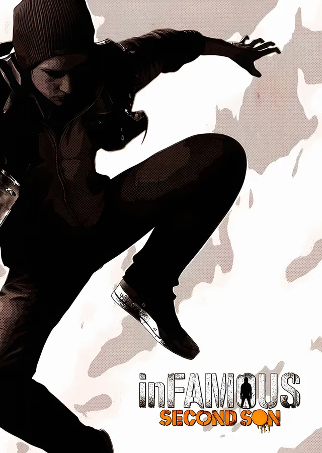 inFAMOUS Second Son: Beyaz Zeminde Sıçrayış metal tablo