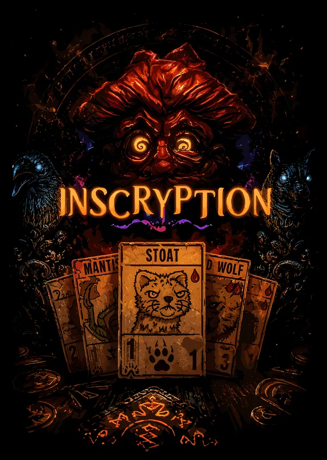 Inscryption: Kızıl Işıkta Kart Masası metal tablo