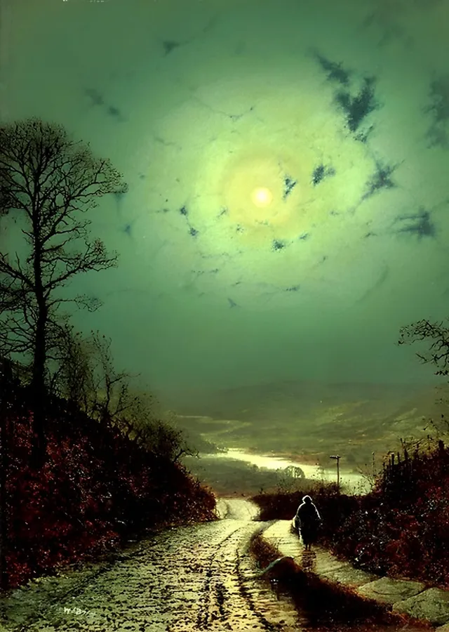 Islak Yol, Wharfedale - John Atkinson Grimshaw metal tablo