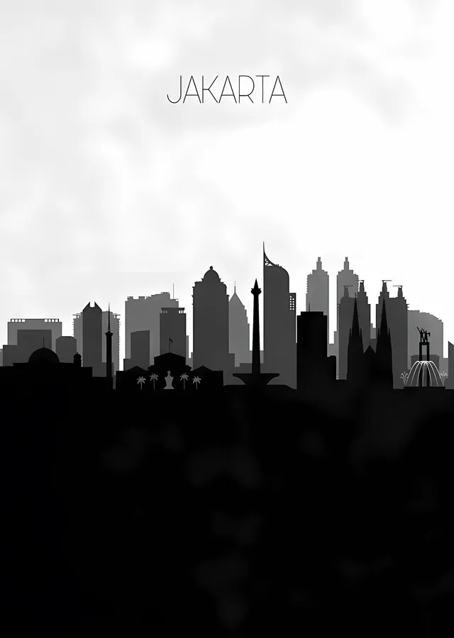Jakarta Silueti metal tablo