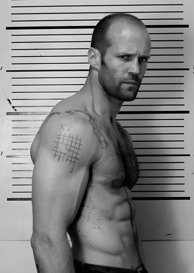 Jason Statham: Boy Ölçer Önünde metal tablo