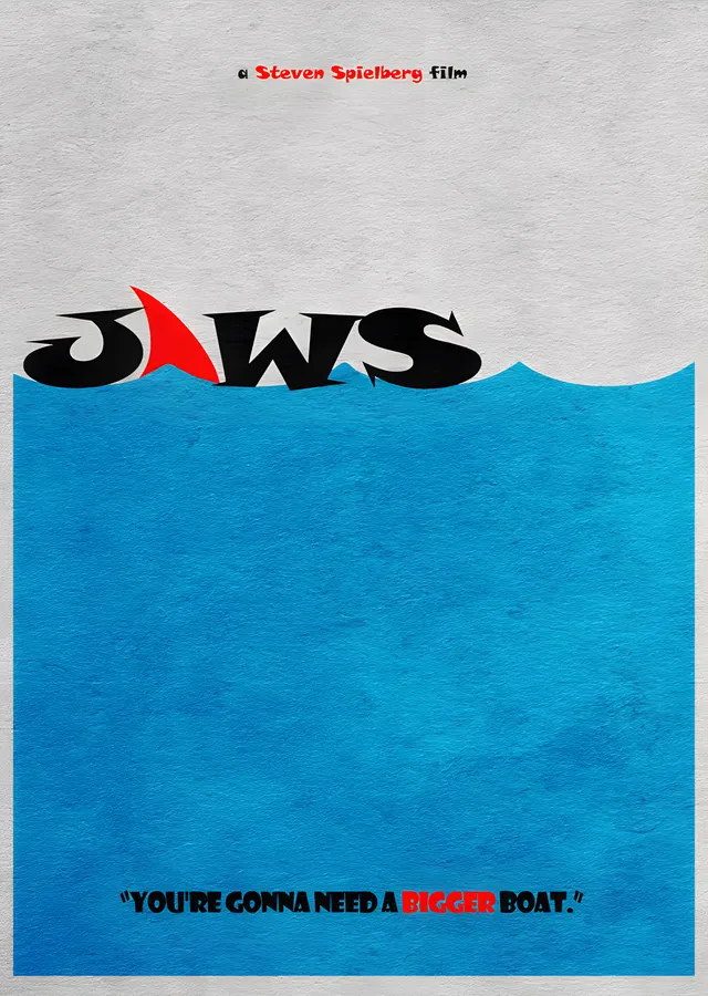 Jaws: Minimal Mavi Zemin metal tablo