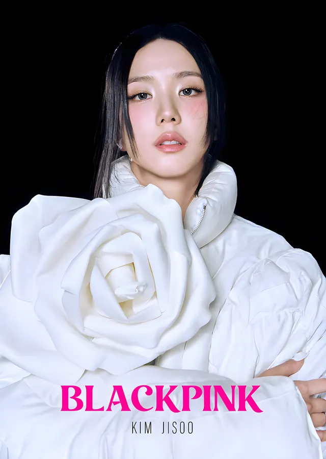 Jisoo - Beyaz Gül Ceket metal tablo