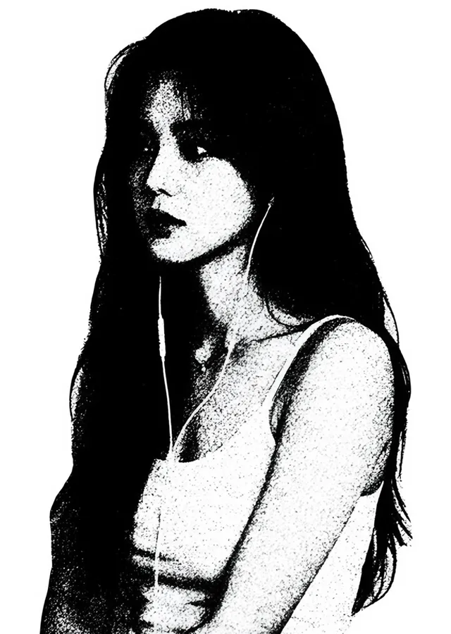 Jisoo - Beyaz Kontrast Portre metal tablo