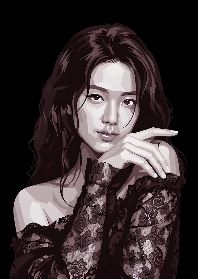 Jisoo - Dantelli Portre metal tablo