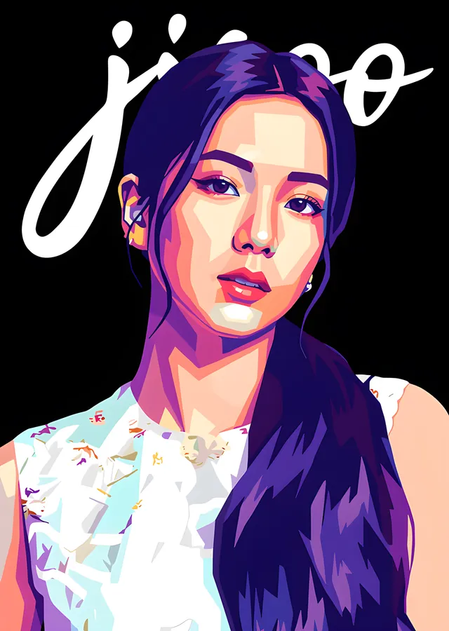 Jisoo - Mor Saç İmzası metal tablo