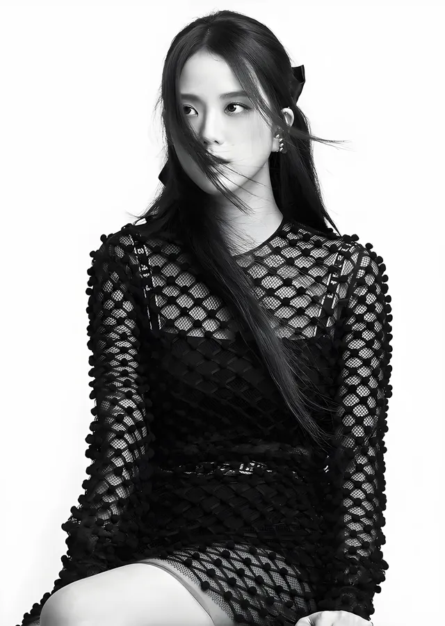 Jisoo - Siyah Beyaz Moda metal tablo
