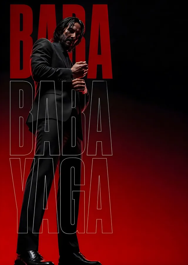 John Wick: Baba Yaga Kırmızı Tipografi metal tablo