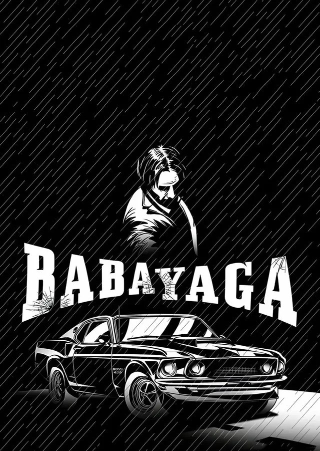 John Wick: Babayaga ve Mustang metal tablo