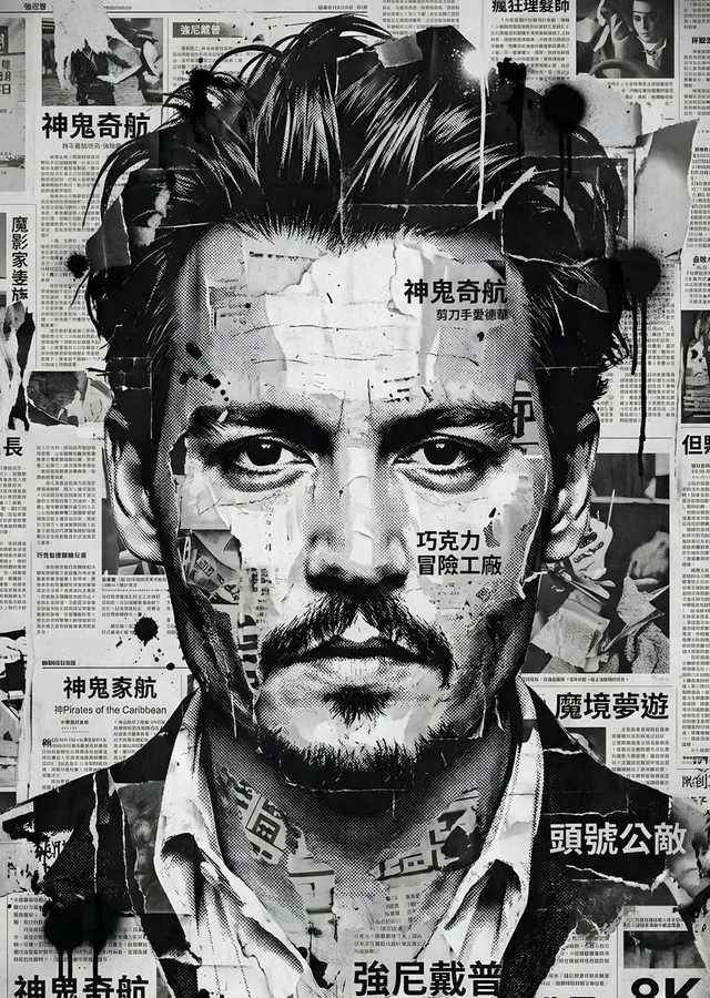 Johnny Depp - Gazete Kolajı metal tablo